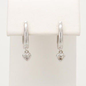 Diamond Dangle Huggie 10K White Gold Earrings